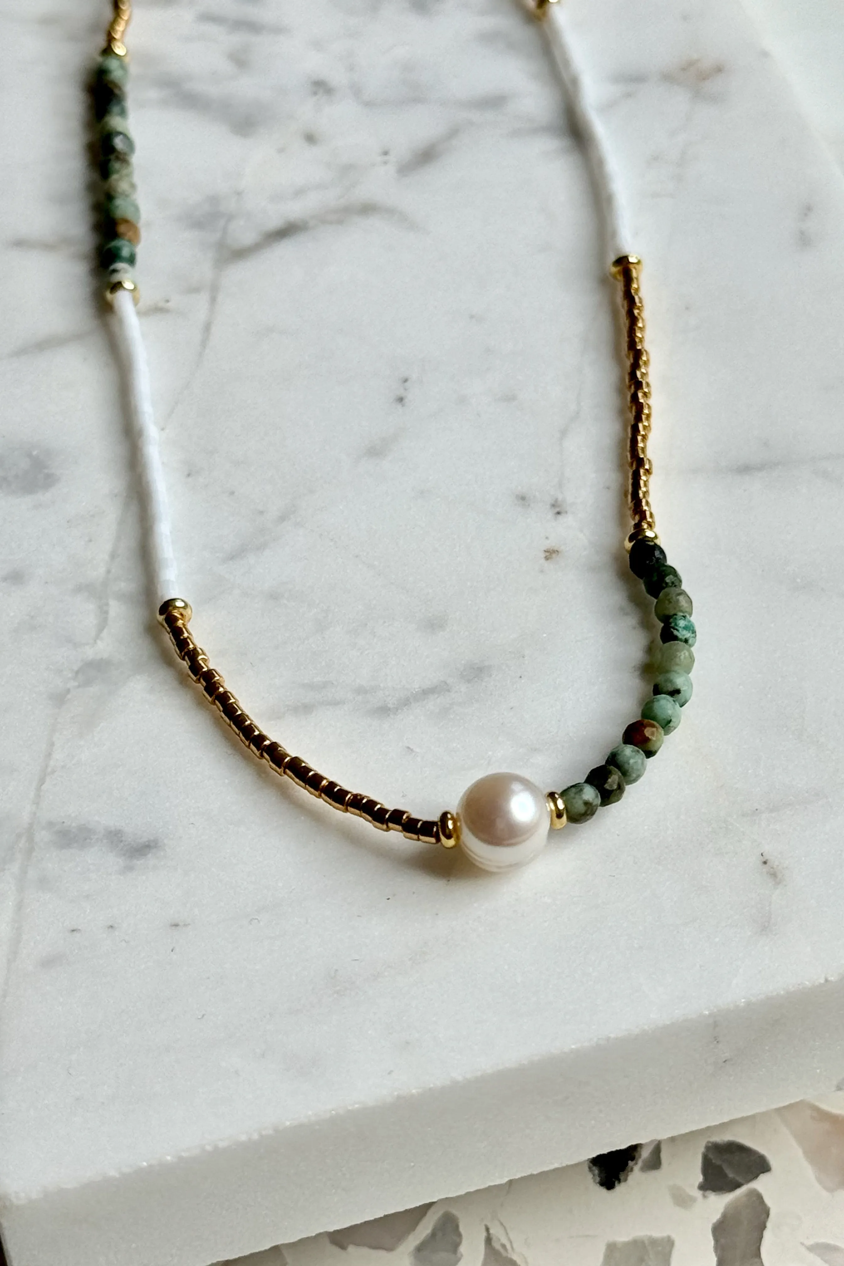 Kayhlani Necklace - Pearl/Glass Beads