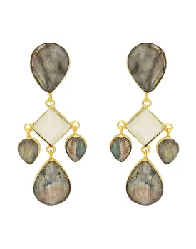 Labradorite & Pearl Statement Drop Earrings