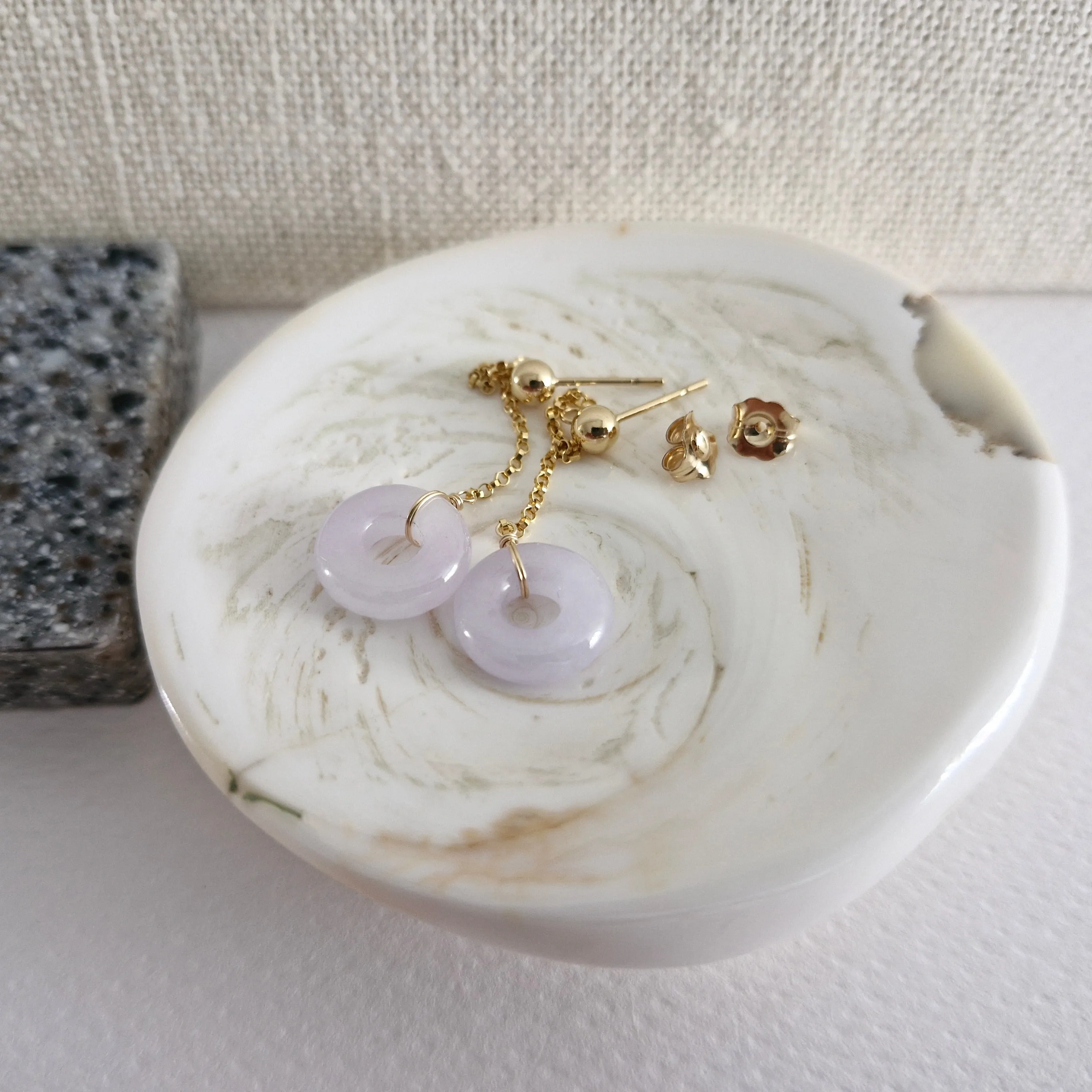 Lavender Jade Donut Chain Earrings | 14k Gold-filled