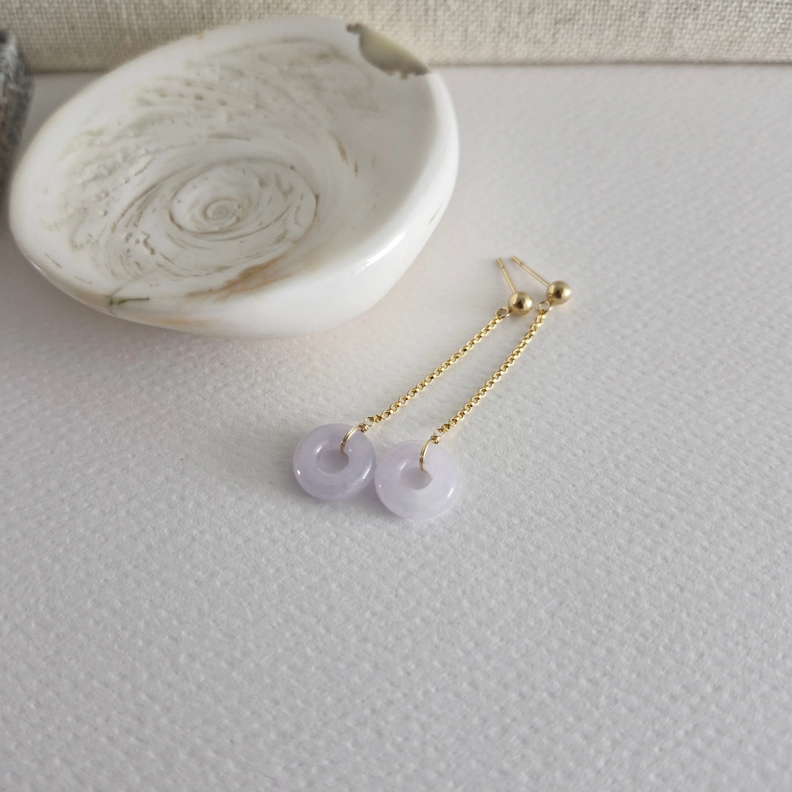 Lavender Jade Donut Chain Earrings | 14k Gold-filled