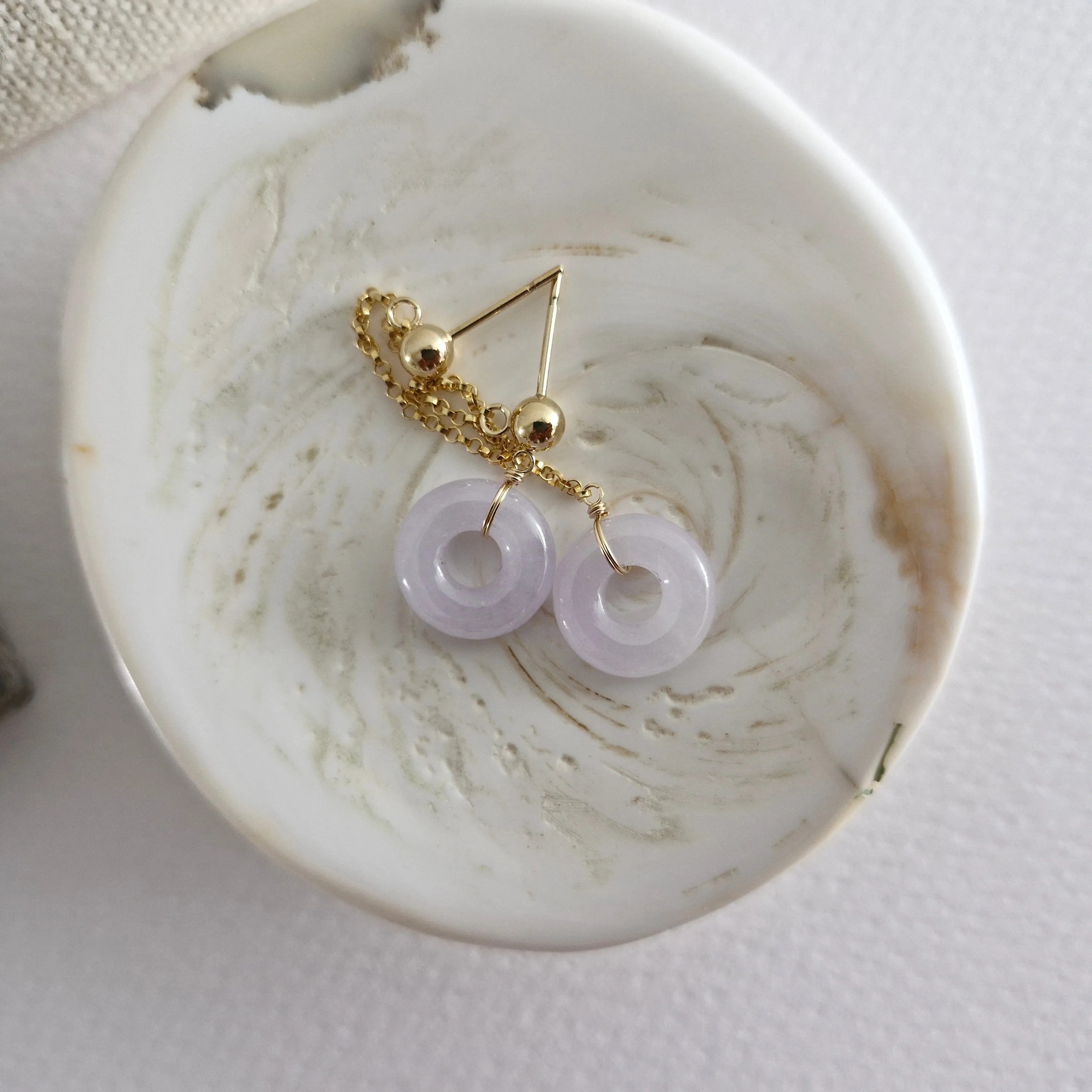 Lavender Jade Donut Chain Earrings | 14k Gold-filled