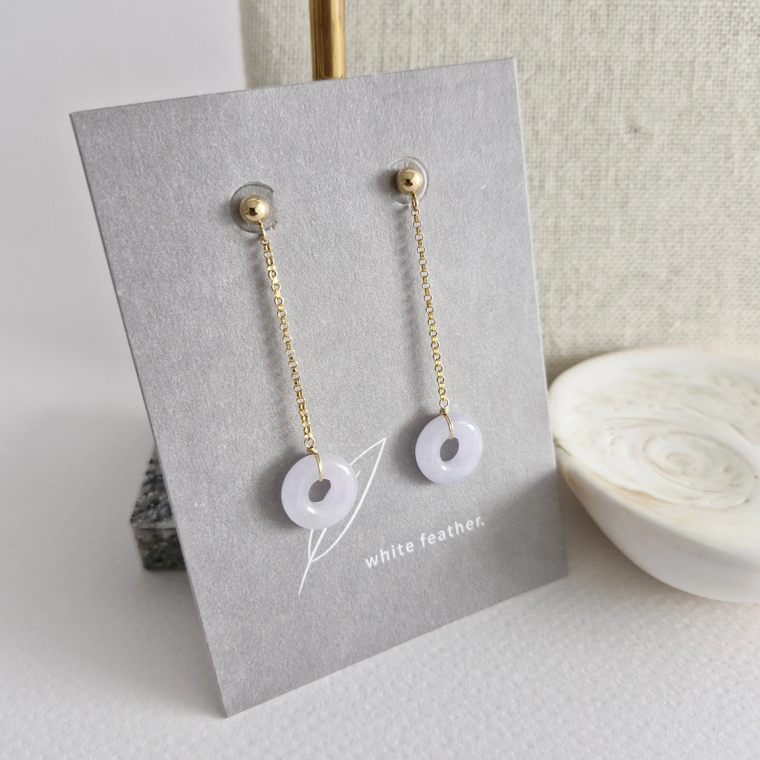 Lavender Jade Donut Chain Earrings | 14k Gold-filled