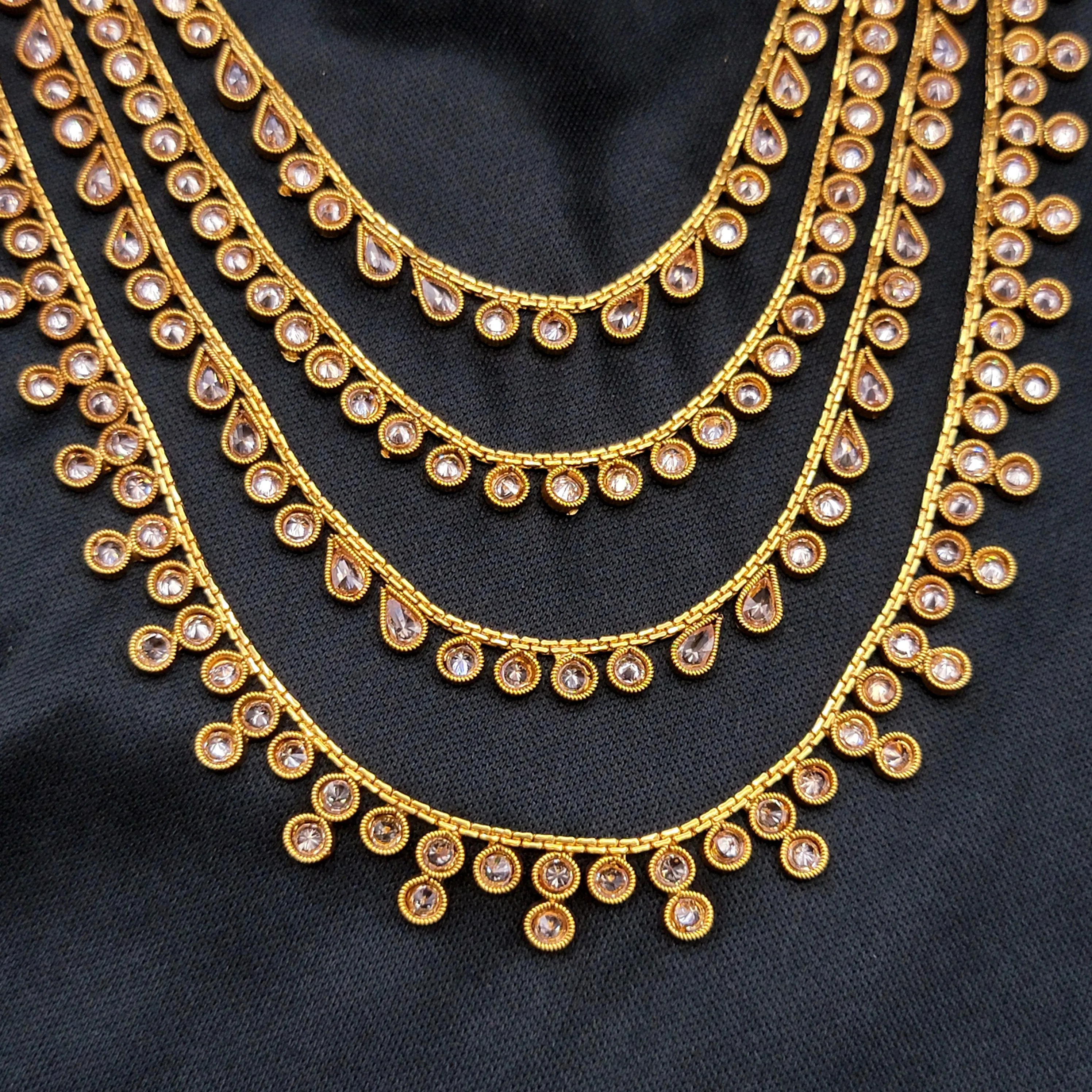 Layered LCD Champagne AD stone Rani Haar Polki Necklace