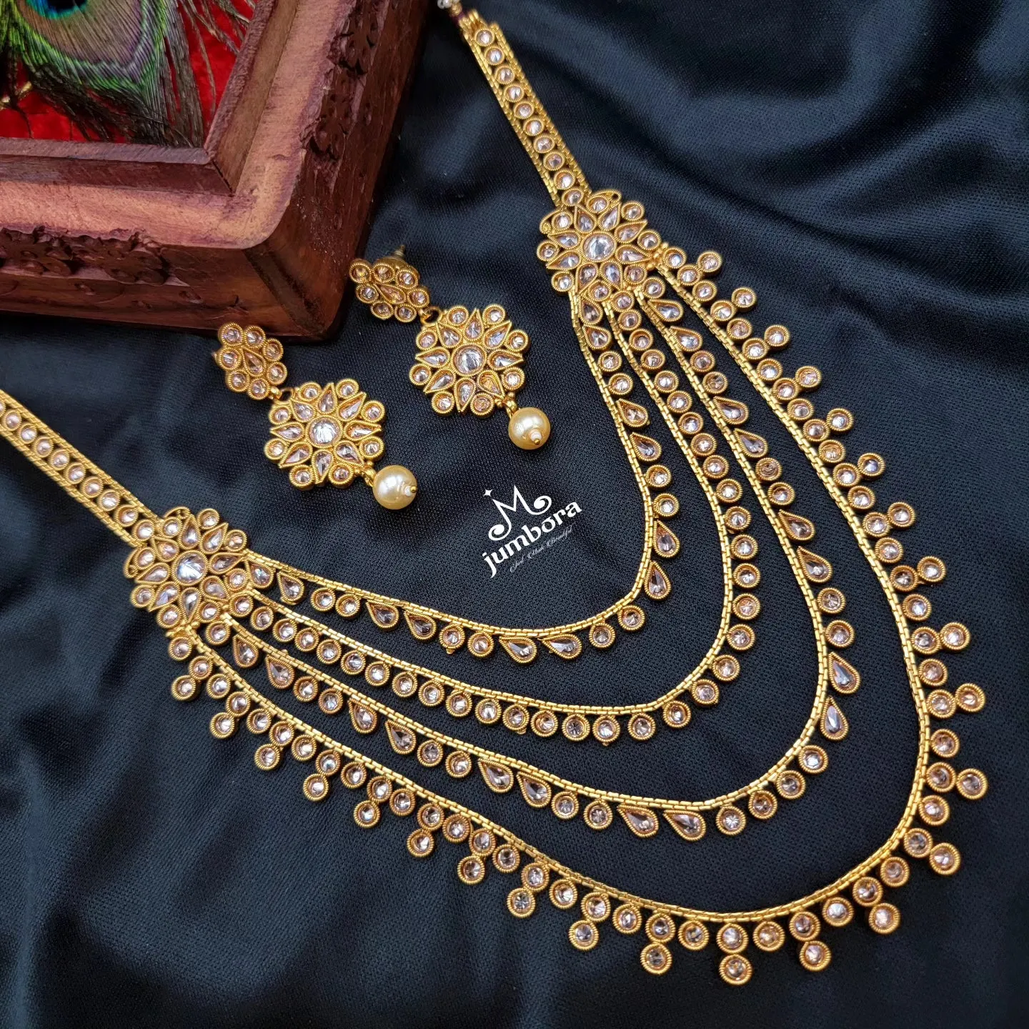 Layered LCD Champagne AD stone Rani Haar Polki Necklace