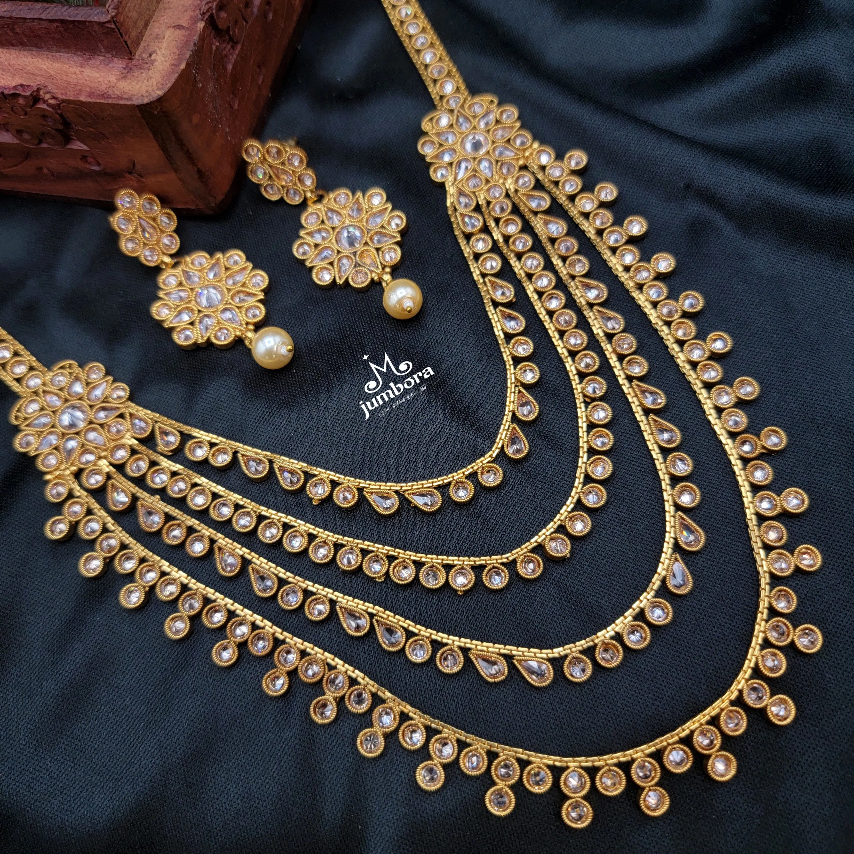 Layered LCD Champagne AD stone Rani Haar Polki Necklace