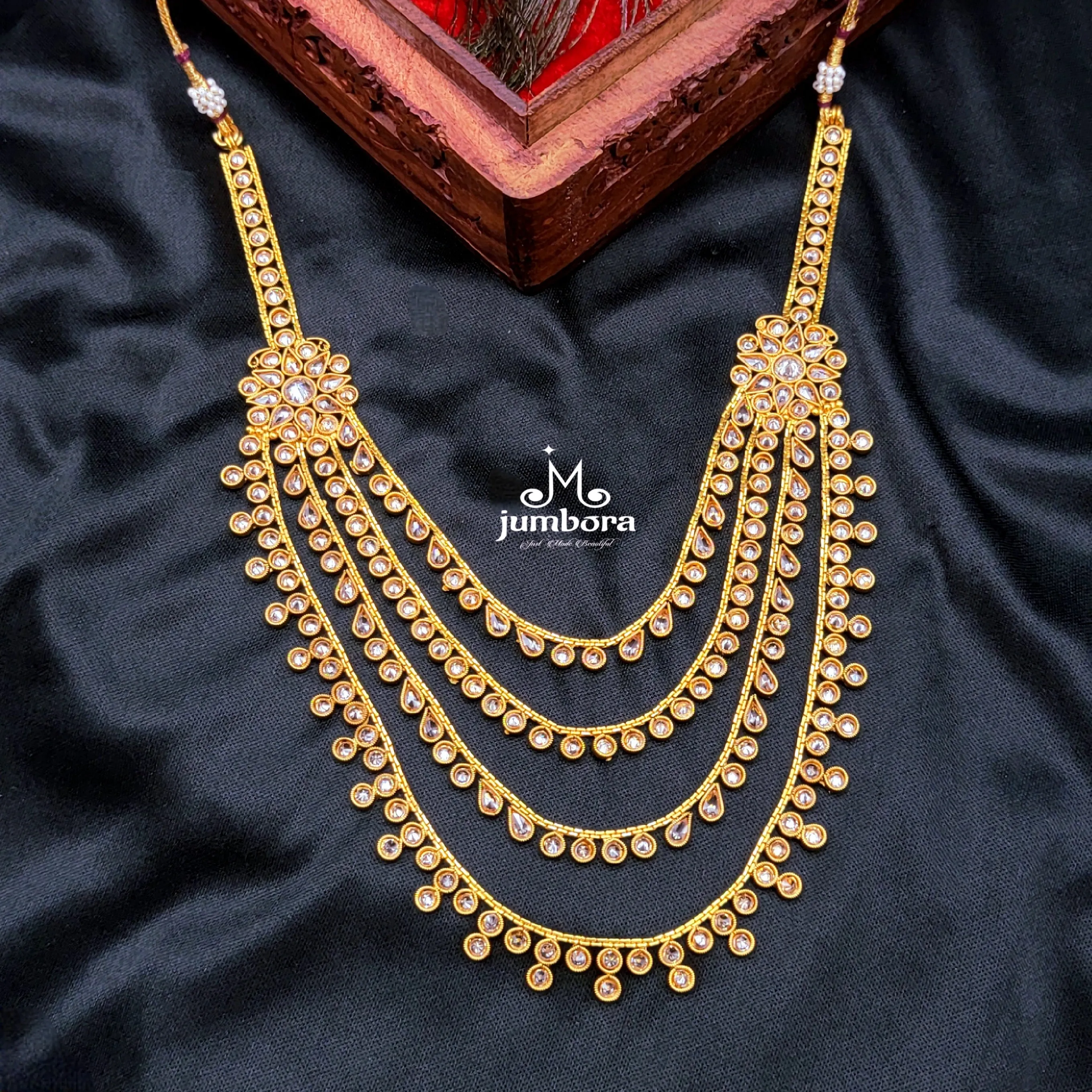 Layered LCD Champagne AD stone Rani Haar Polki Necklace