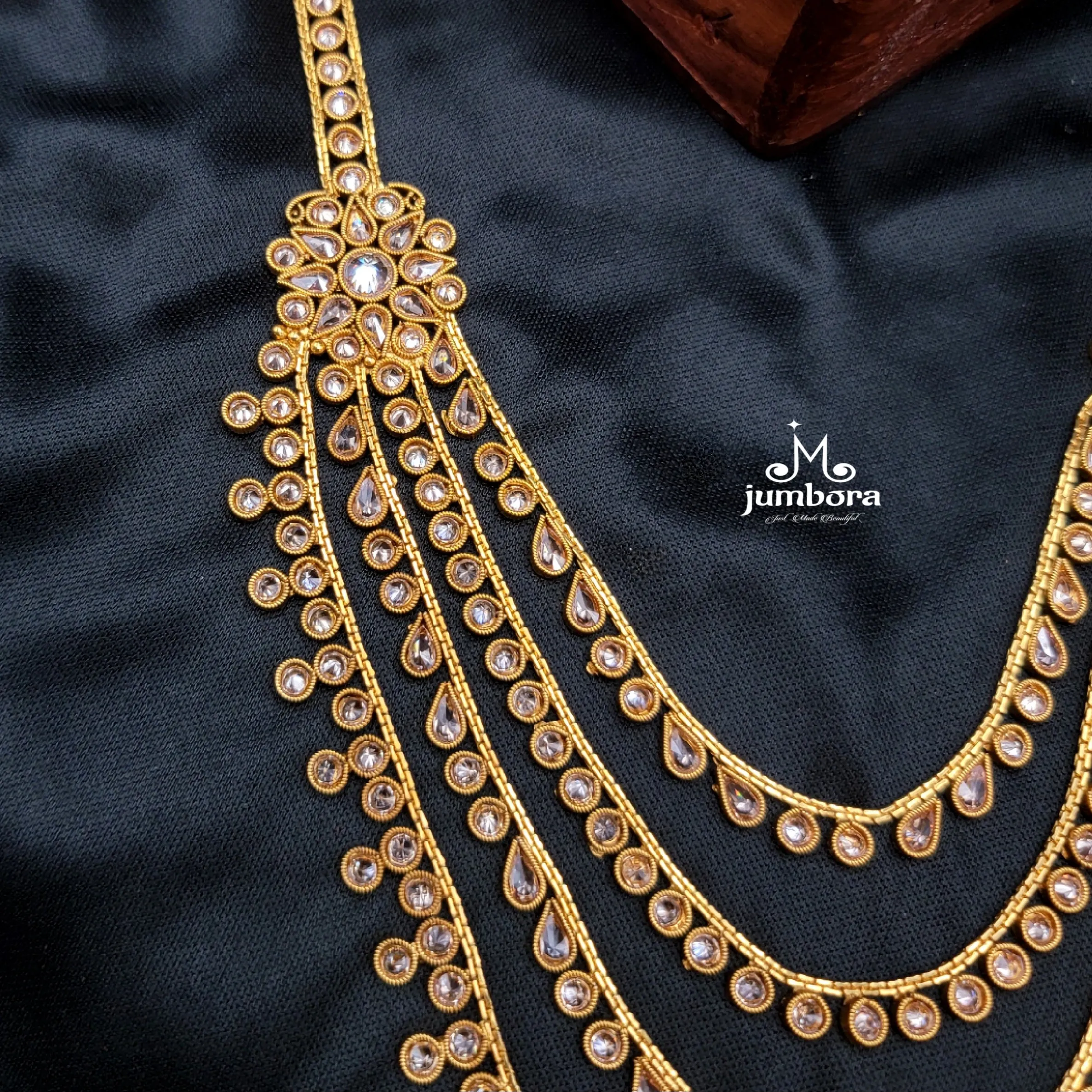 Layered LCD Champagne AD stone Rani Haar Polki Necklace