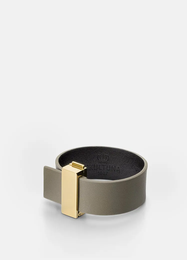 Leather Bracelet | Thin Clasp | Gold | Grey