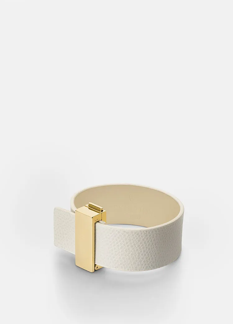 Leather Bracelet | Thin Clasp | Gold | White