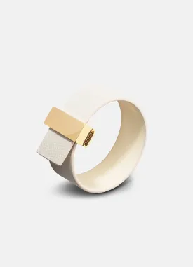 Leather Bracelet | Thin Clasp | Gold | White