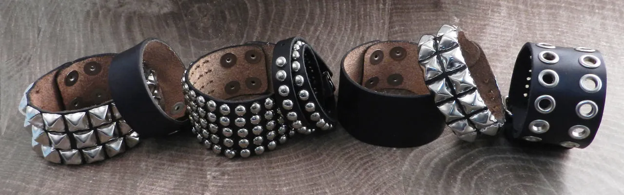 Leather Cuff Bracelet Stud 5 row Cuff Strap