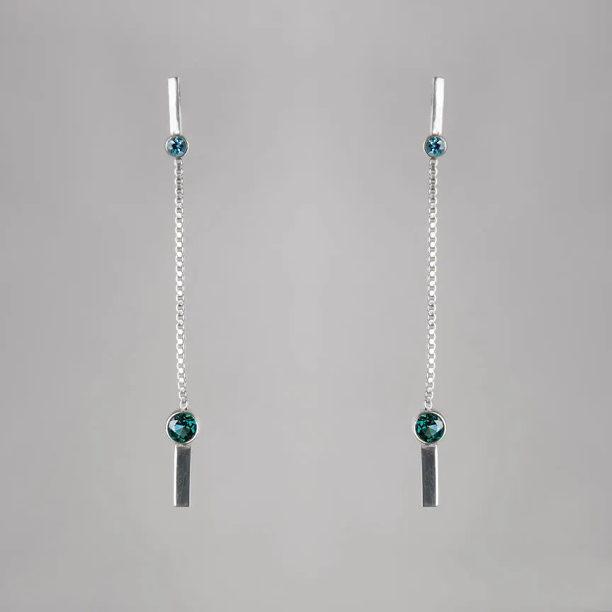 LONG DROP GEMSTONE EARRING