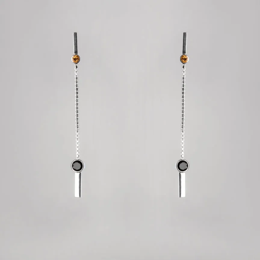 LONG DROP GEMSTONE EARRING