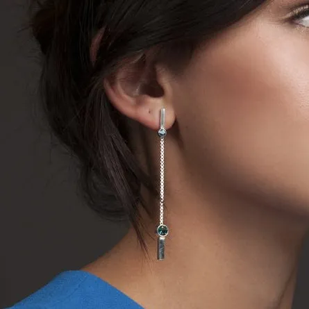 LONG DROP GEMSTONE EARRING