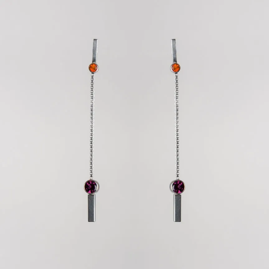 LONG DROP GEMSTONE EARRING