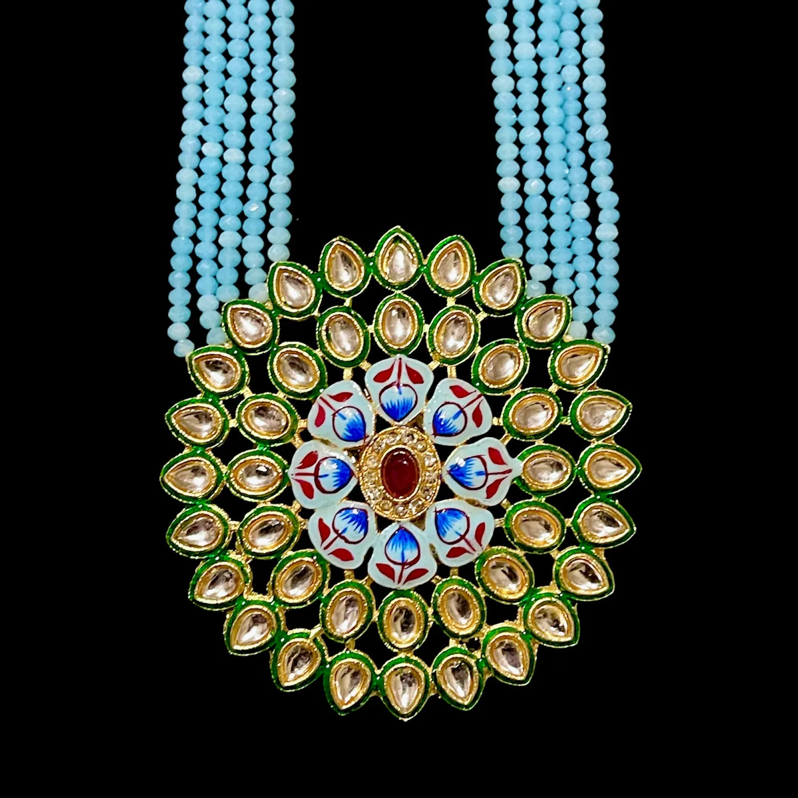 Meenakari Handpainted Kundan Beaded Mala set