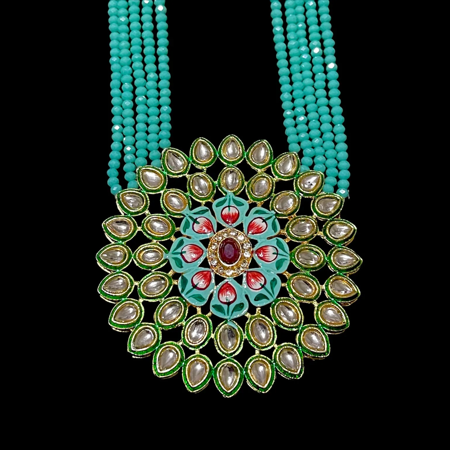 Meenakari Handpainted Kundan Beaded Mala set