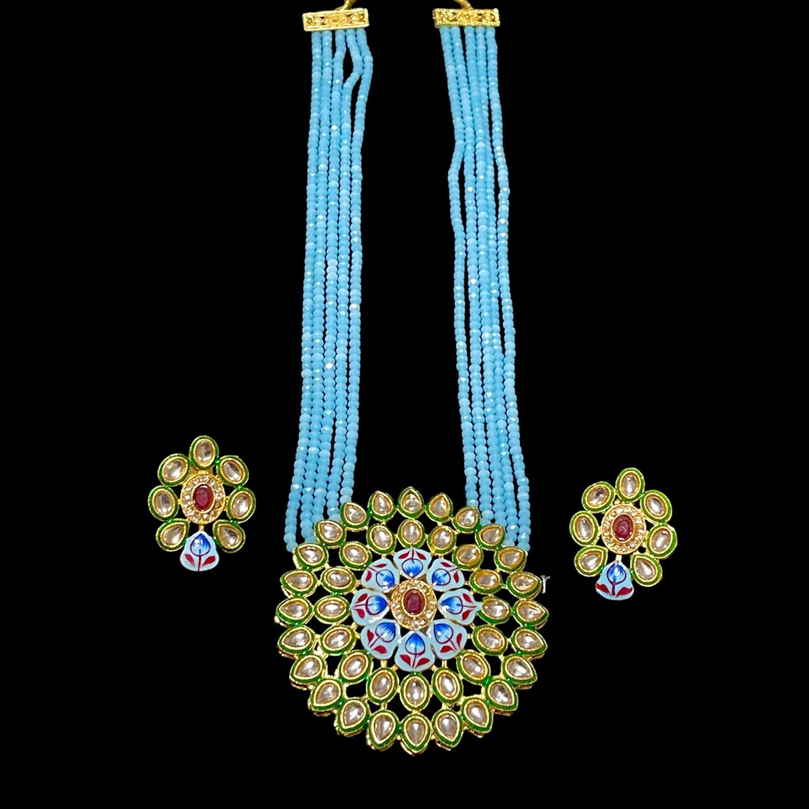 Meenakari Handpainted Kundan Beaded Mala set