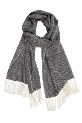 Mucros Weavers Alpaca & Silk Scarf Dark Grey