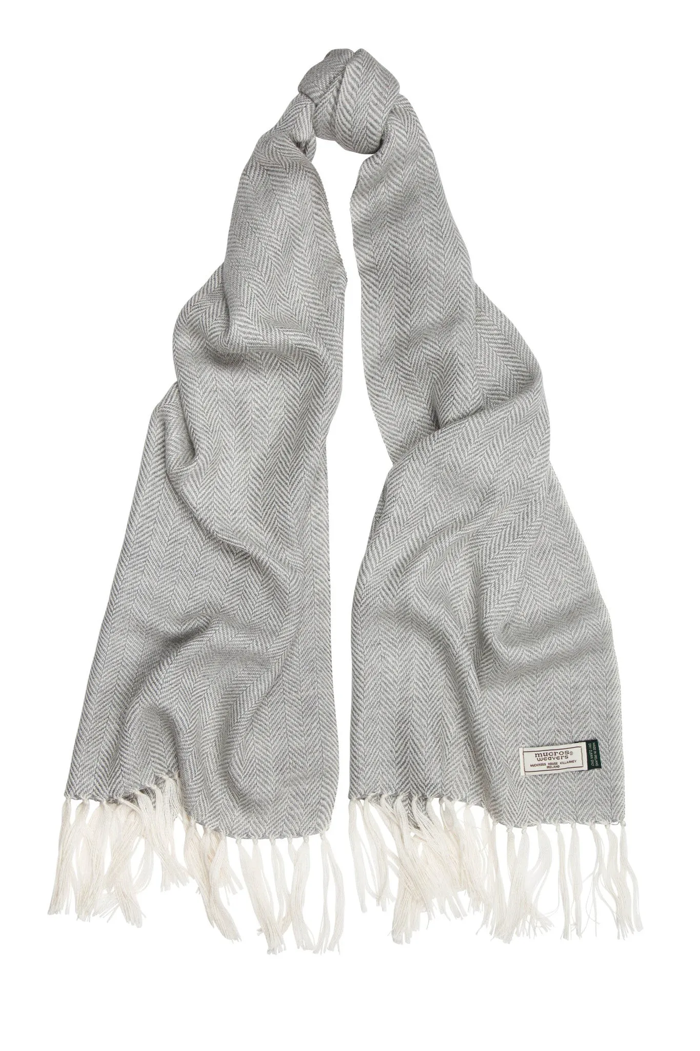 Mucros Weavers Alpaca & Silk Scarf Light Grey