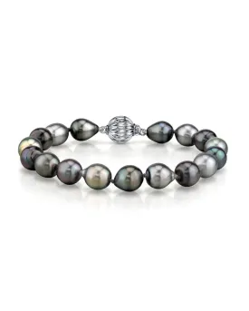 Multi-Color Tahitian Drop-Shape Pearl Bracelet, 9.0-10.0mm - AAA/Gem Quality