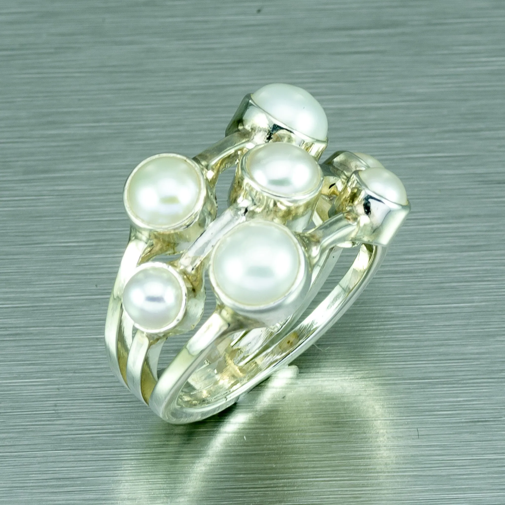 Multi Pearl Sterling Silver Ring