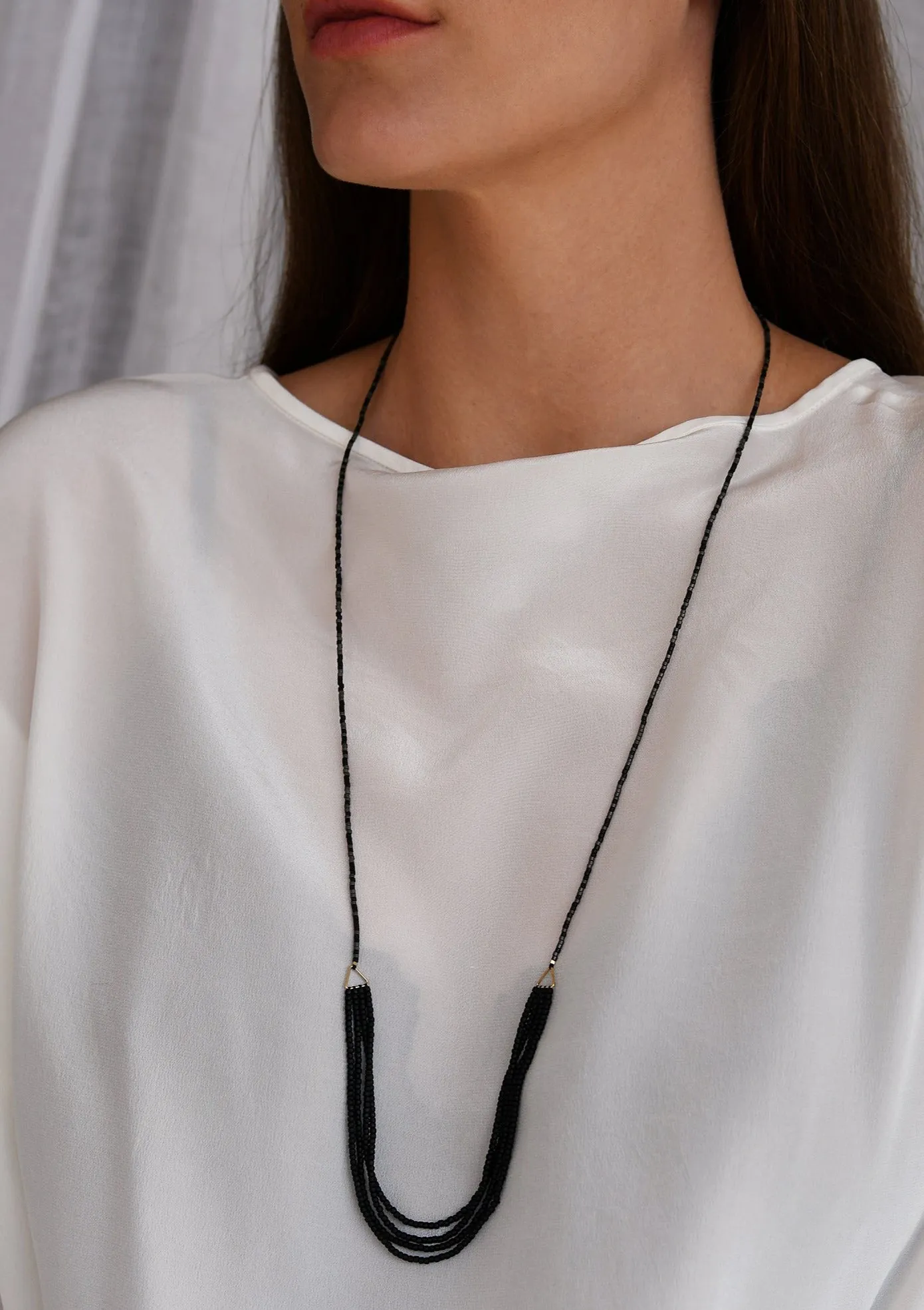 Olakira Long Layered Necklace - BLACK/BLACK MOTTLE