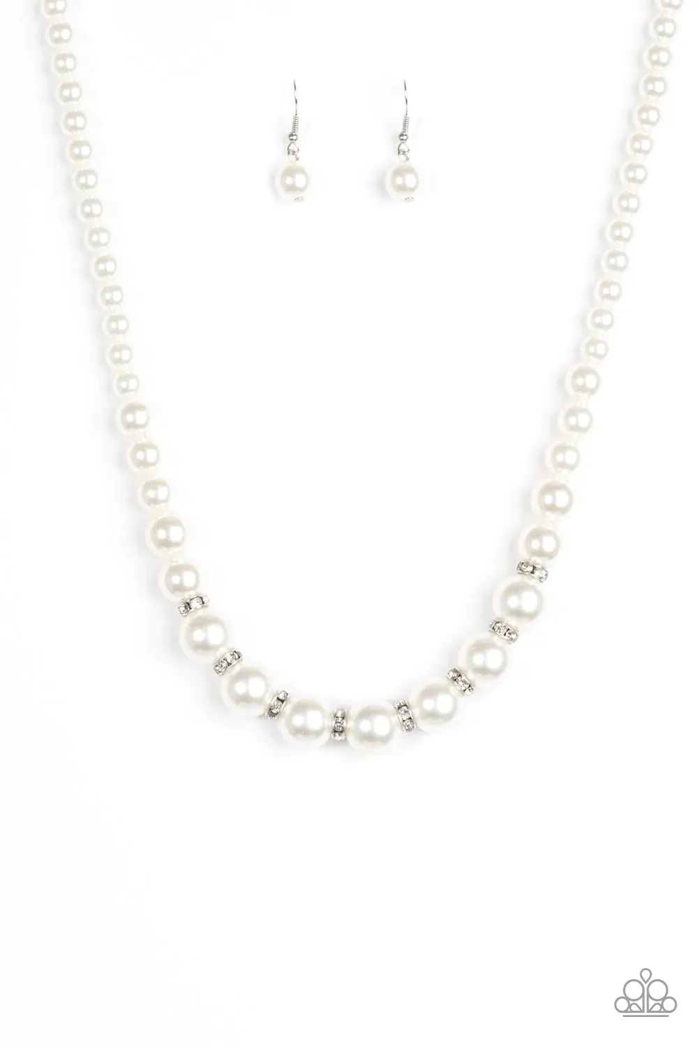 Paparazzi Accessories  - Showtime Shimmer #N874 Peg - Silver/White  Necklace