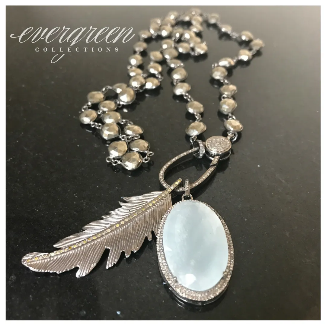 Pave Diamond Feather Pendant