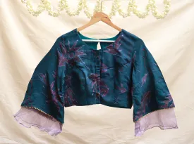 Peacock Blue, Karnataka silk, Batik, blouse