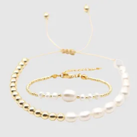 Pearl Gold Bracelet Set