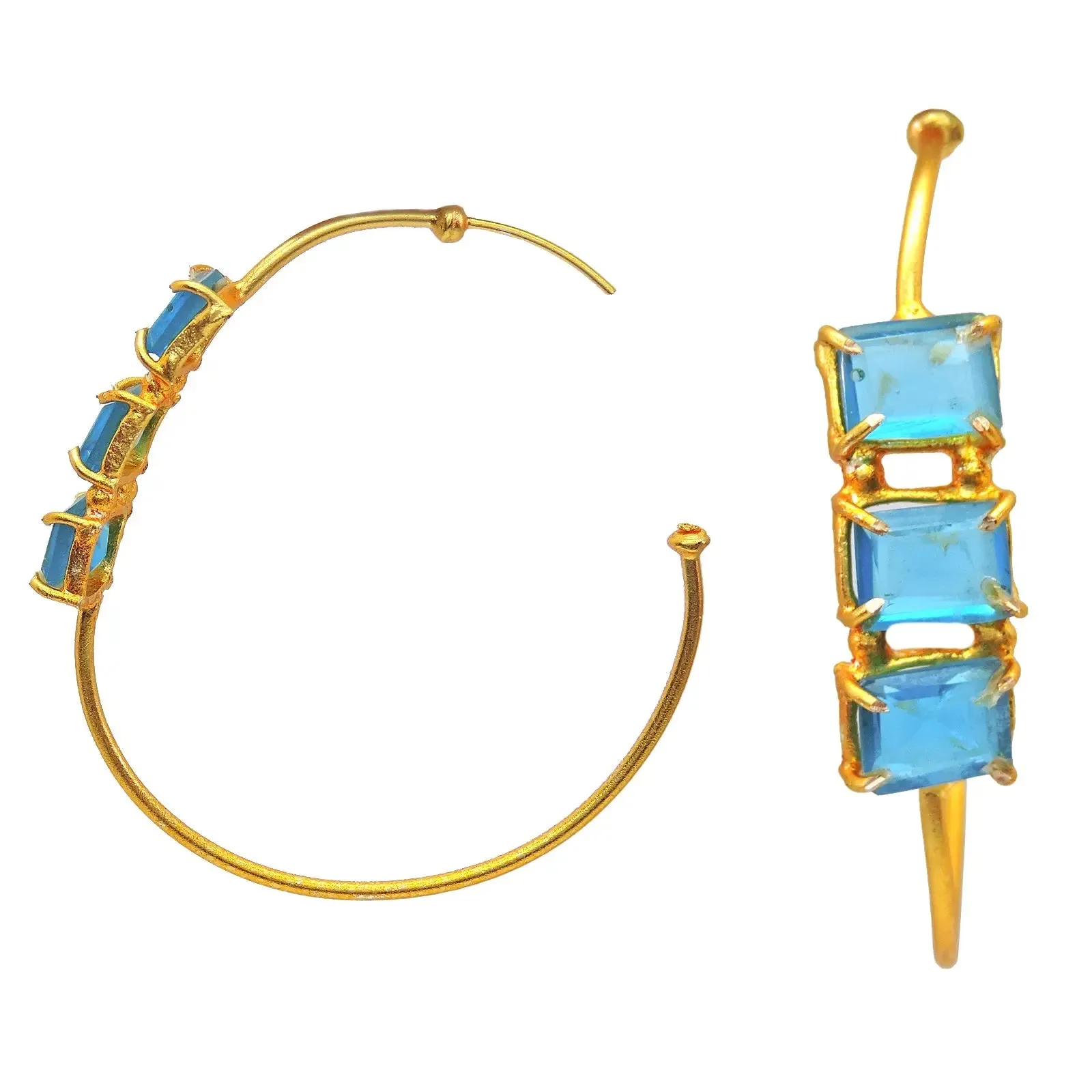 Rabia Hoops - Elegant Gold-Plated Dangle Earrings for Stylish Occasions