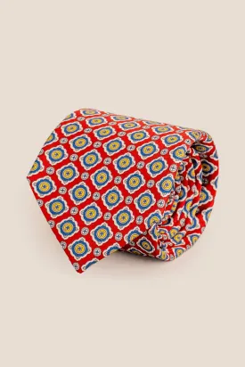 Red Geometric Pattern Silk Tie