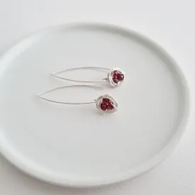 Robin's Nest Marquis Earrings (11mm) / Red Garnet / 925 Silver