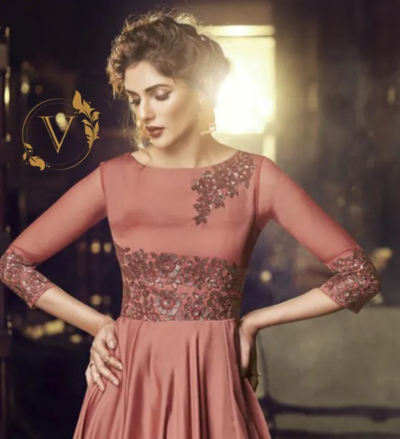 Rose Dawn Readymade Sequins Embellished Gown With Dupatta