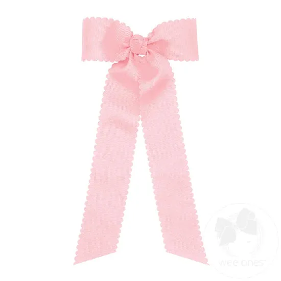 Scalloped Edge Grosgrain Bow with Streamer Tails