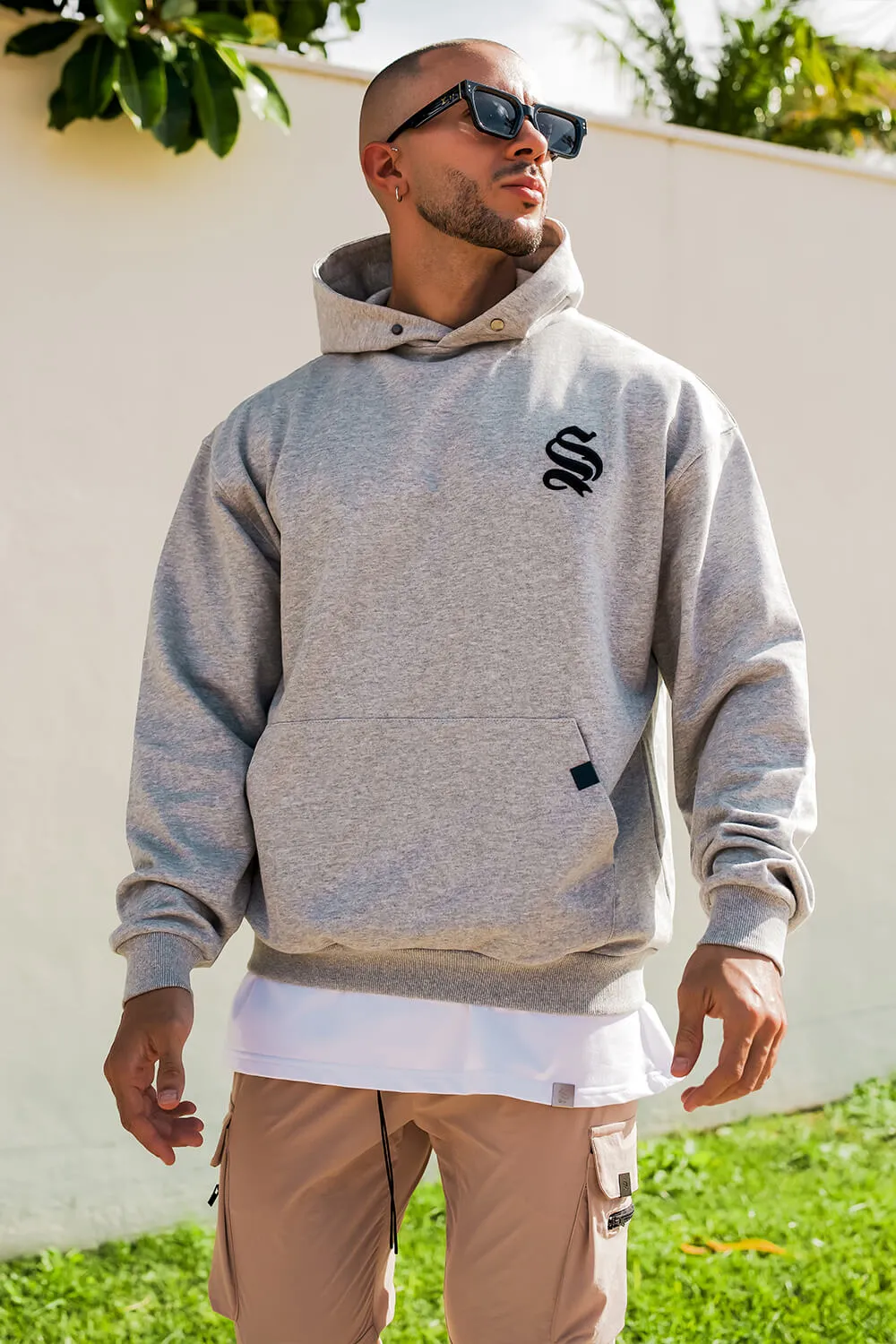 Premium Script Core Hoodie in Sleek Grey and Black