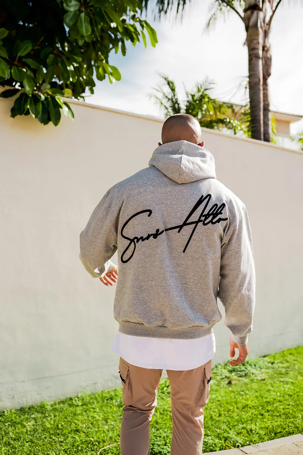 Premium Script Core Hoodie in Sleek Grey and Black