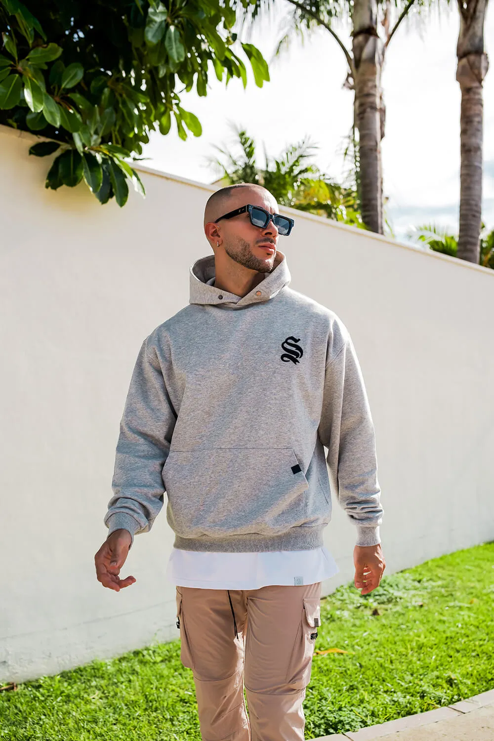 Premium Script Core Hoodie in Sleek Grey and Black