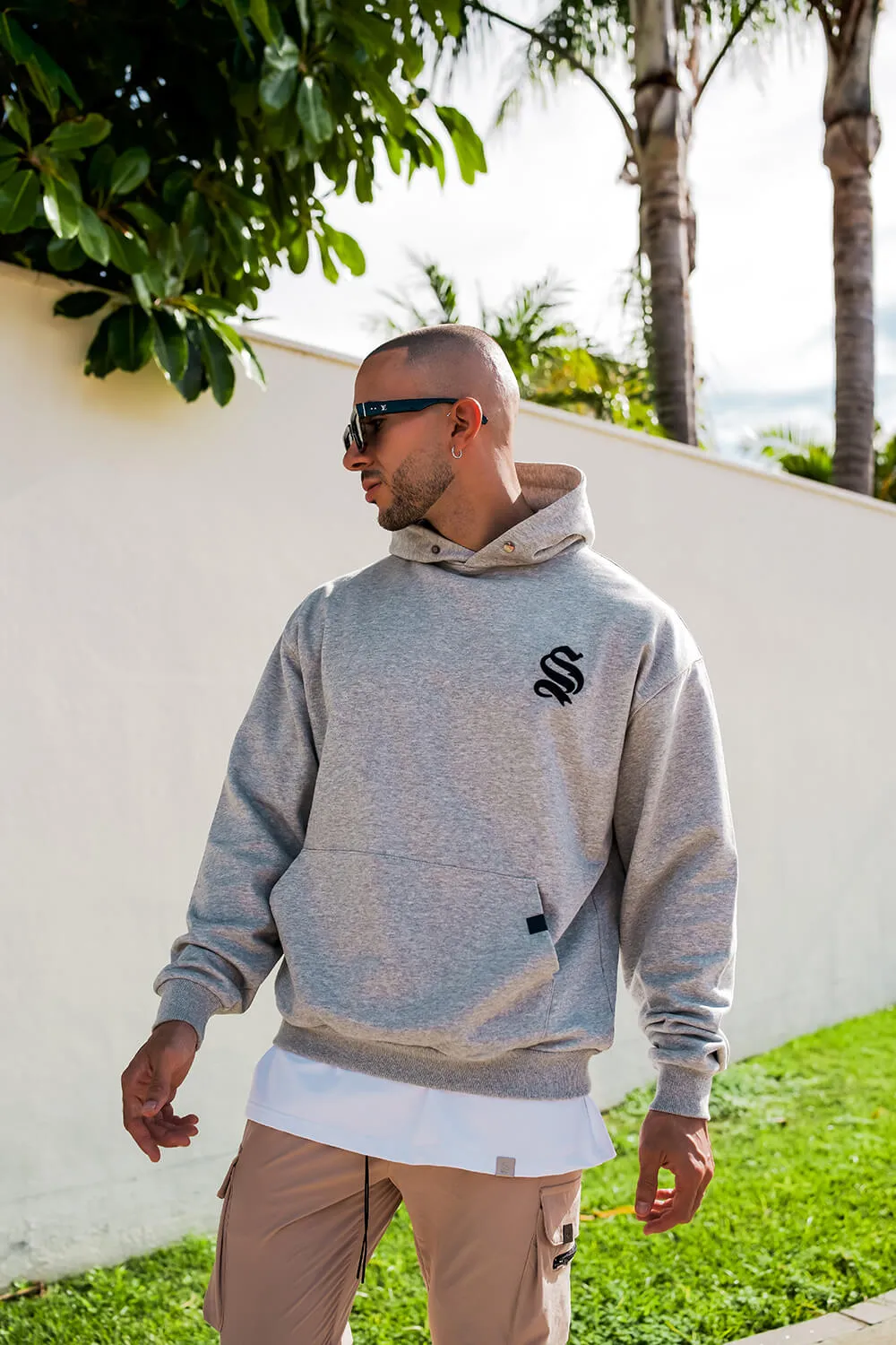 Premium Script Core Hoodie in Sleek Grey and Black