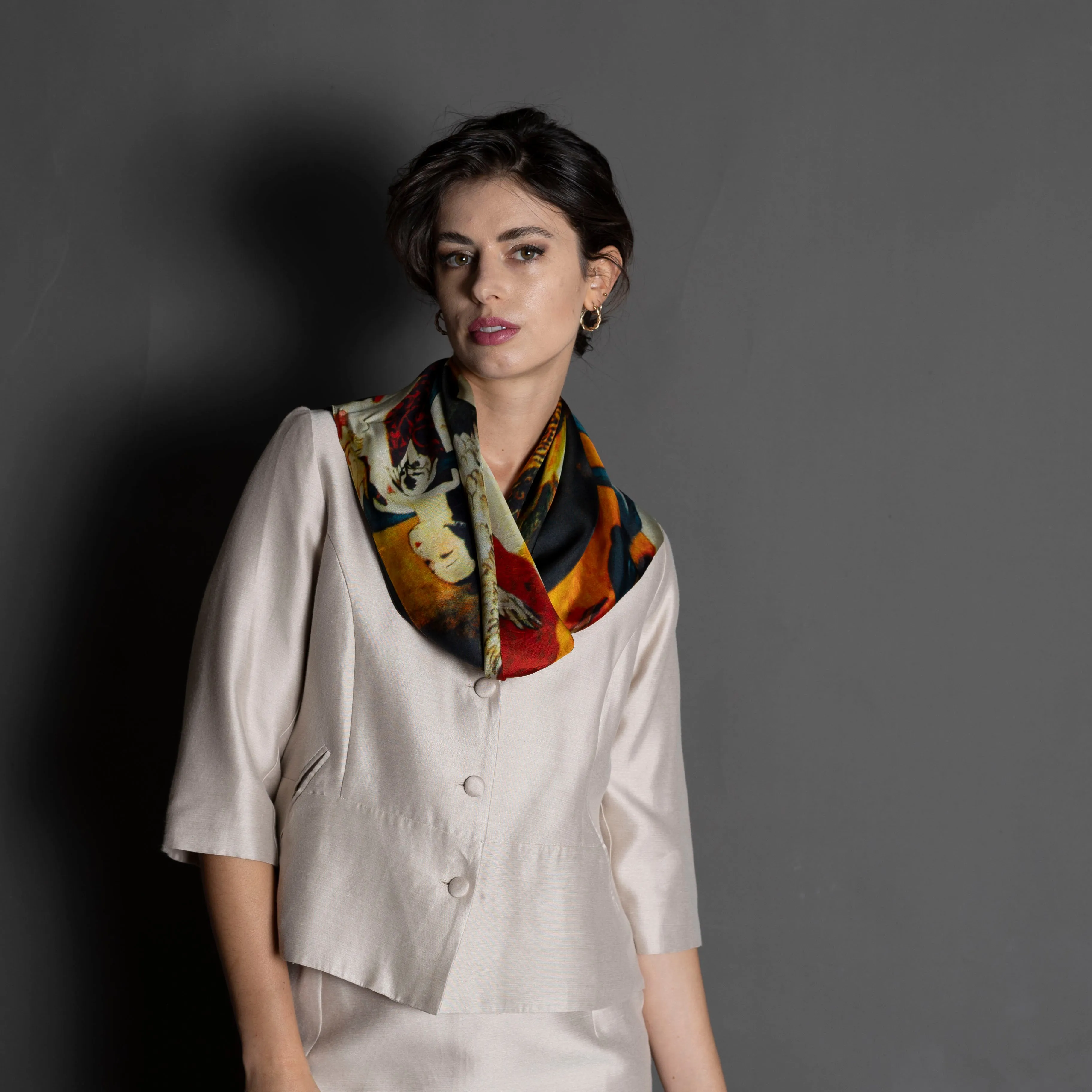 silk scarf - geisha & swans