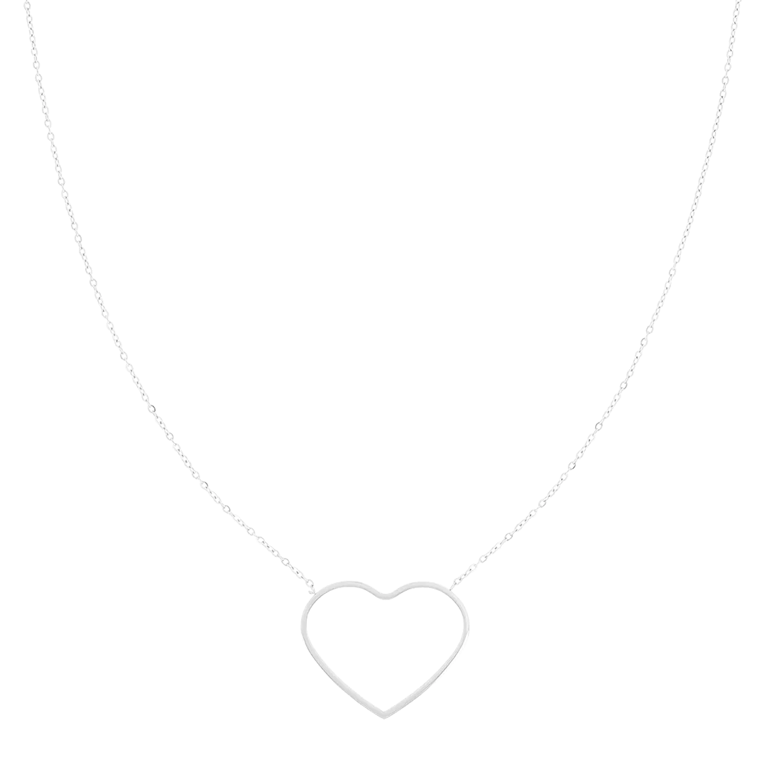 Silver coloured bracelet   necklace set with big heart