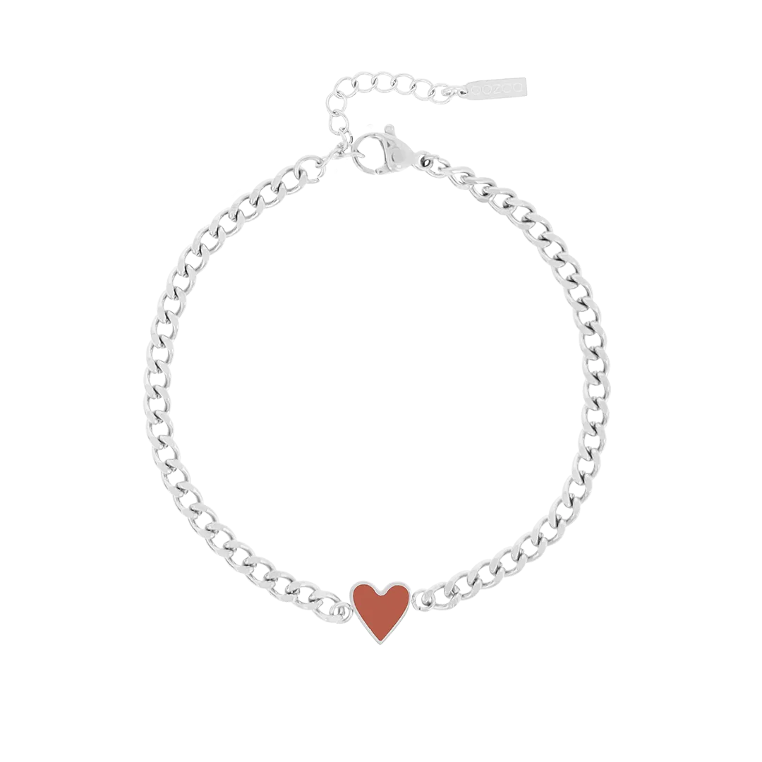 Silver coloured bracelet   necklace set with big heart