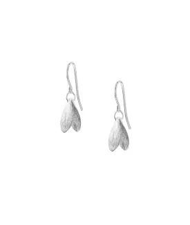 Silver Mini Double Leaf Earrings