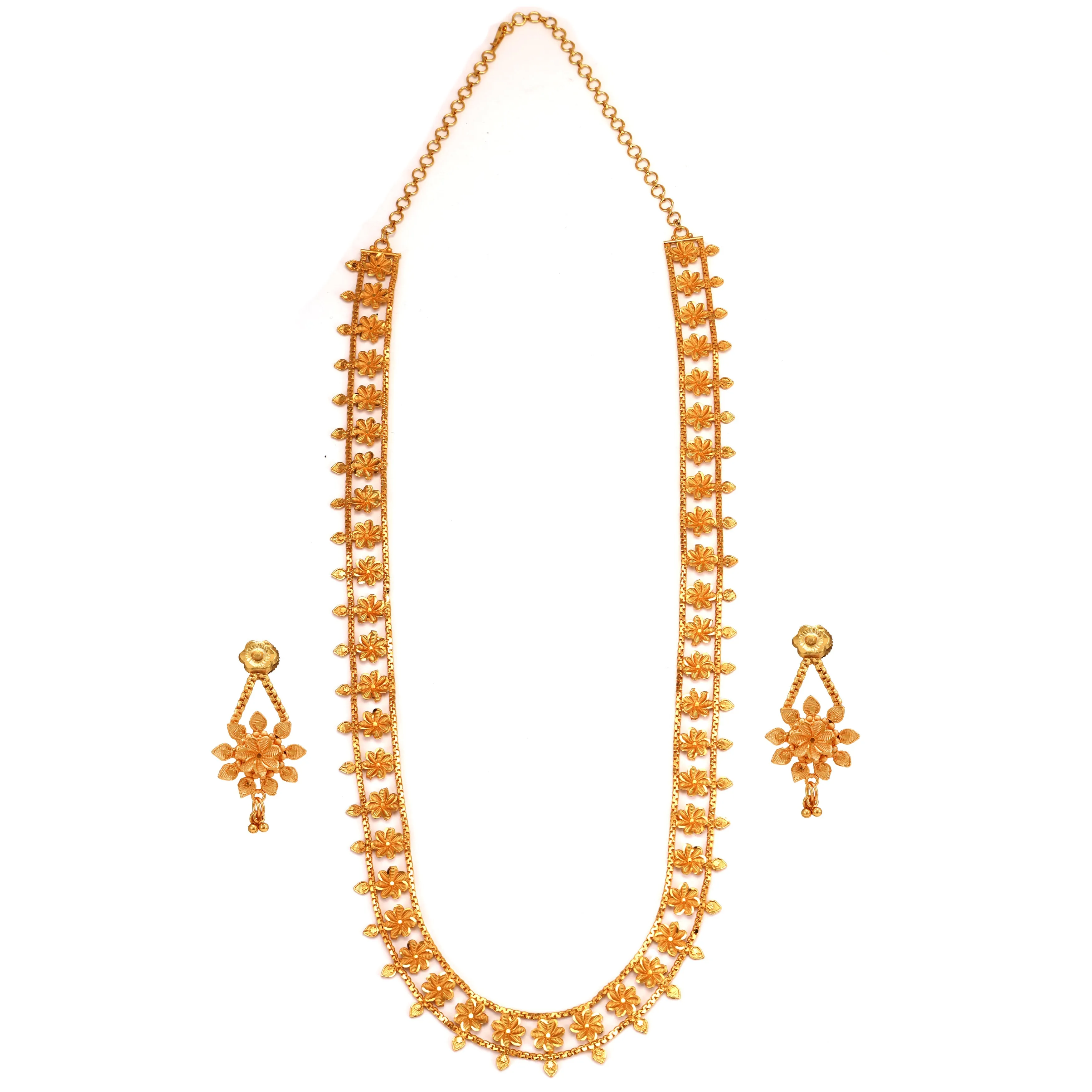 Single Line Flower Chatai Necklace Set