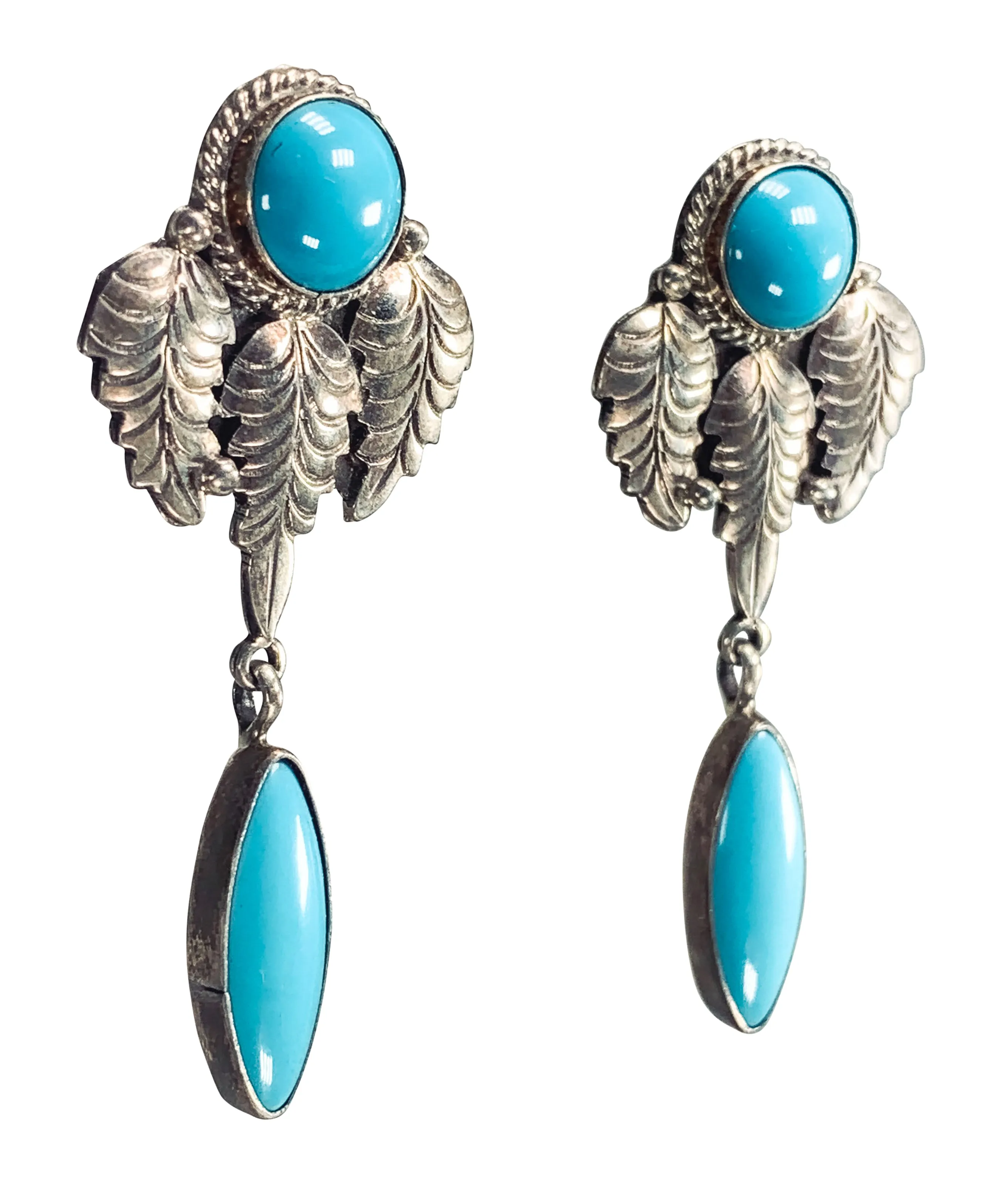 Sleeping Beauty Turquoise Feather Earrings | M. & R. Calladitto