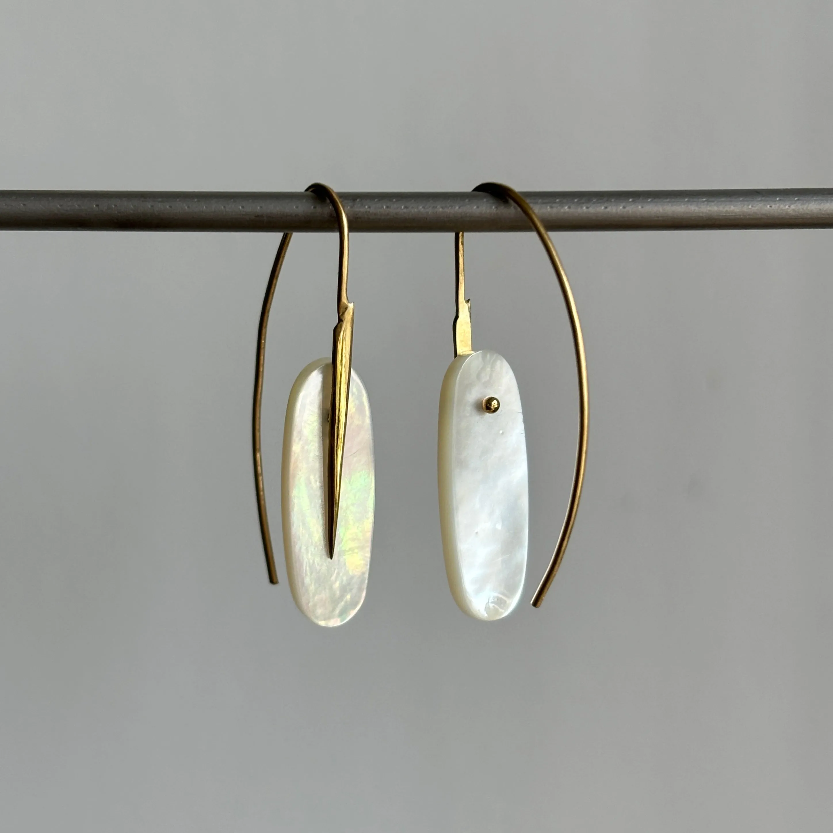 Small White Mother of Pearl Feather Earrings