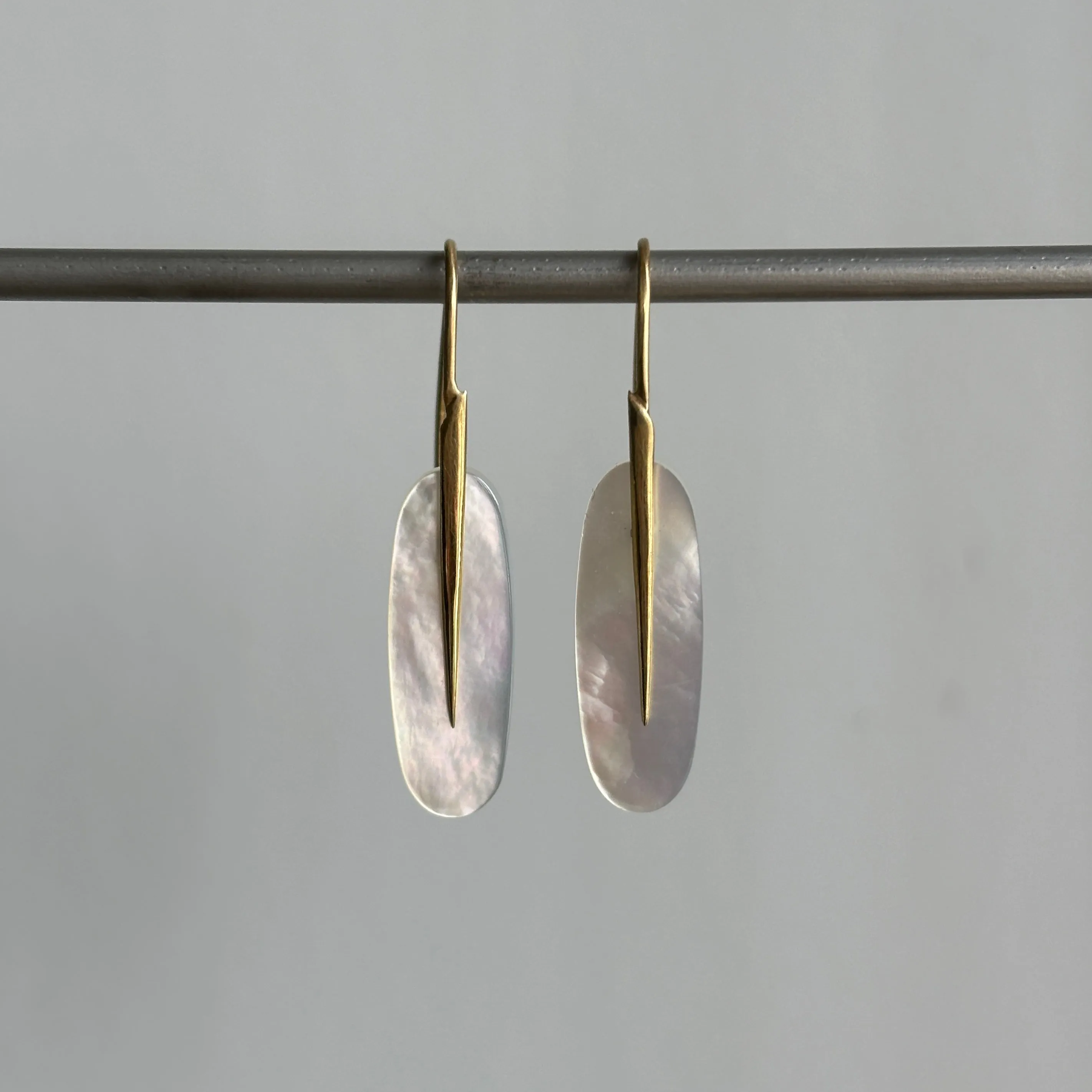 Small White Mother of Pearl Feather Earrings