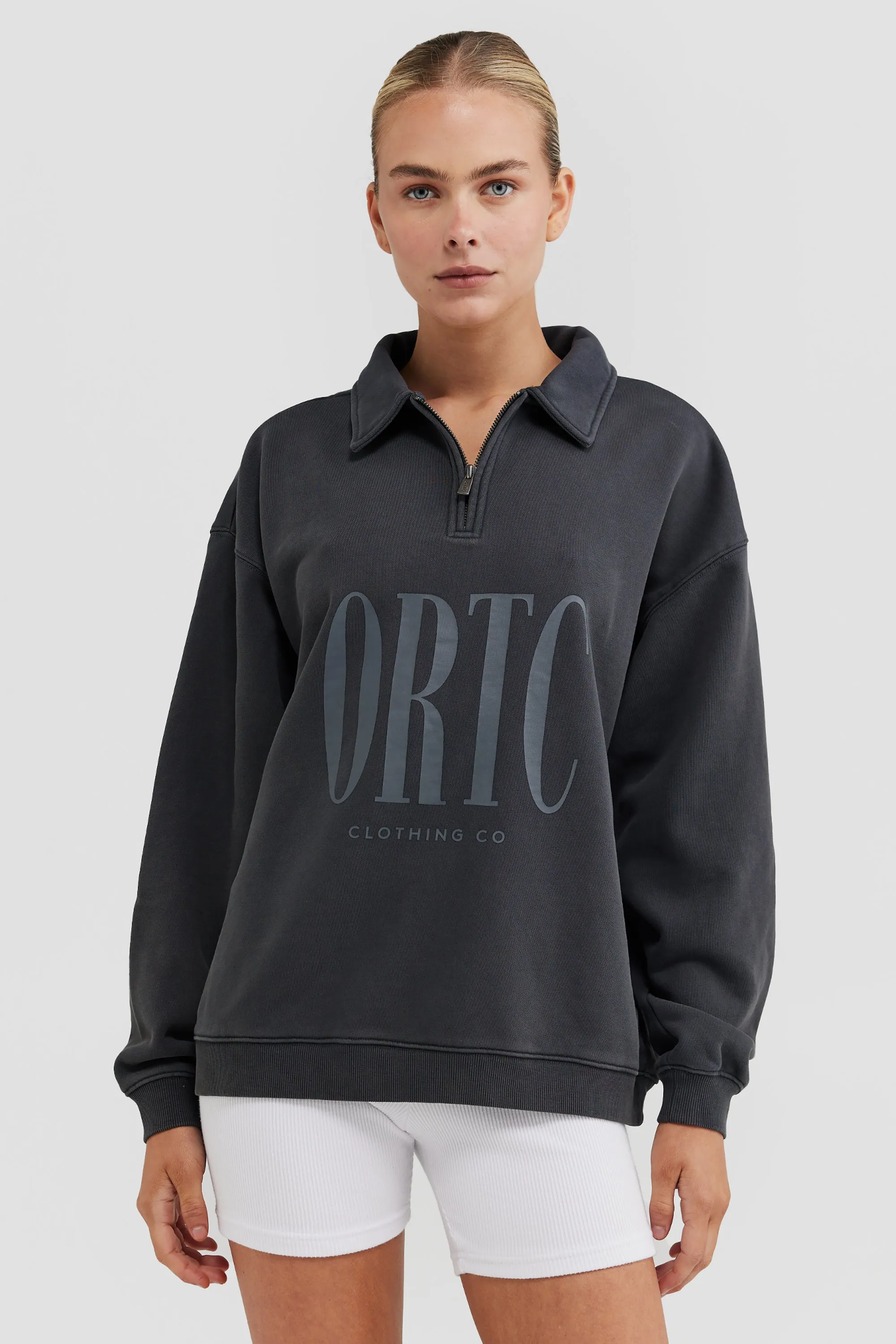 Spencer Logo Quarter Zip Charcoal