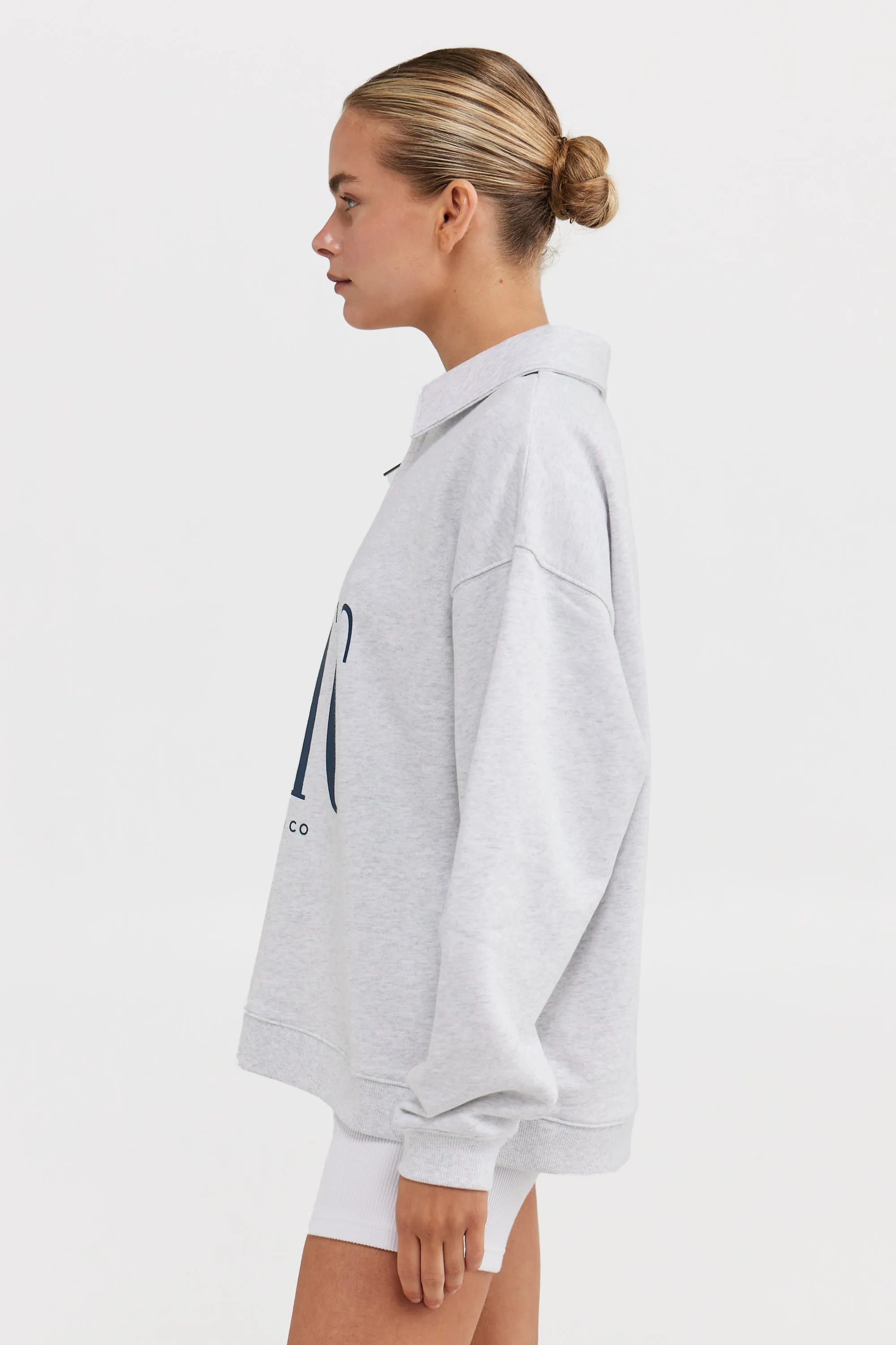 Spencer Logo Quarter Zip White Marle